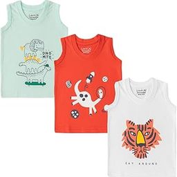 Luke and Lilly Kids' Unisex Sleeveless T-Shirt - Cotton Summer Clothes for Baby Boy and Girl - Infant 6-12 Months Combo Dress - Gifts for Toddlers Pack of 3-picture-24