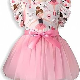 balakam Girls Polyster Blend Pink Color Round Neck Knee Length Sleeveless Floral Print A-Line 9 Months to 8 Years Casual Top Tutu Dress for Kids (D.W 0190 Pink)-image-18