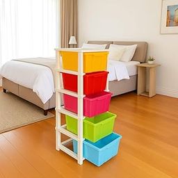 Plastic Modular Drawer System for Home, Office, Hospital, Parlor, School, Doctors, Home and Kids, Product Dimension When assembeled (27cmx32cmx85 cm) (5 XL) (MultiColour)-picture-23