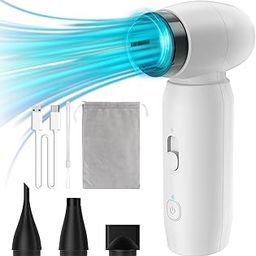 FIHECAL Electric Air Duster, Handheld Mini Jet Fan Built-in 4500mAh Battery, 80000RPM Stepless Speed Jet Dry Blower for Car, Camping Inflation, Outdoor Fire Bellow and Quick Cooling Down-White-picture-27