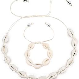 Cowrie Choker Necklace & Bracelet Set | Handmade Adjustable Beach Jewellery for Women & Girls | Boho Style White Shell Summer Accessories-50