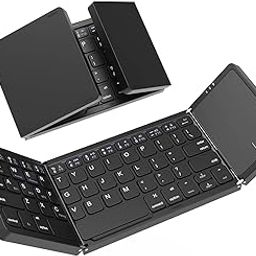 EXOMOON Foldable Bluetooth Keyboard with Touchpad Portable Wireless Keyboard Rechargeable Full Size Ultra Slim Pocket Folding Keyboard for Android Windows iOS Tablet & Laptop-Black-6