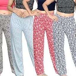 Women Printed Pajama Lounge Wear Lower Bottom Wear Cotton Casual Track Pant Jogging Pant,Night Lounge Lingerie Wear Bottom Pants Multi Prints Color May Vary Pyjama Pack of 4-picture-10