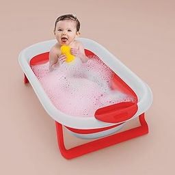StarAndDaisy Bath Tub for Baby 0-5 Years/Foldable Bathtub for Kids with Space Saving, Newborn Baby Folding Bathing Tub Girls & Boys with Soap Tray, Easy to Store (BT-Red)-picture-17