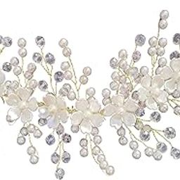 Artificial Flowers & Pearl Style Juda Bun Accessories - Floral Bridal Brooch & Hair Pins - Veni, Tiara, Hair Pin, Juda Pin For Women's & Girls - Pack Of 1 (Golden)-87