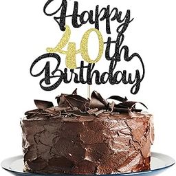 Klionjor 40th Happy birthday cake topper happy birthday cake decoration 40th birthday party decoration gift plugin (40)-26