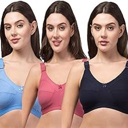 Women's Cotton Blend Non Padded Heavy Bust Seamless Minimizer Full Coverage Bra Combo Pack of 3-picture-1