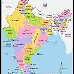 Allen Turtle India Map All Capital states wall poster 12 X 18 Inches HTS45-image-19