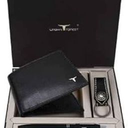 Gavin Black Leather Wallet, Black Keychain & Pen Combo Gift Set for Men-picture-38