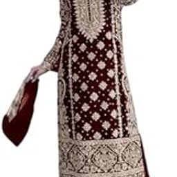 Women's Faux Georgette Embroidered Straight Full Sleeves Kurti with Pant & Lace Dupatta Set-image-70