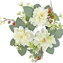 THE STYLE SUTRA 2xChristmas Candle Ring Wreaths Small Artificial Wreaths for Home Winter White-image-9