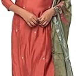 Vibrant Orange Roman Silk Embroidered Straight Kurta Set with Trousers and Statement Dupatta – Bold and Radiant Traditional Festive Wear-image-24