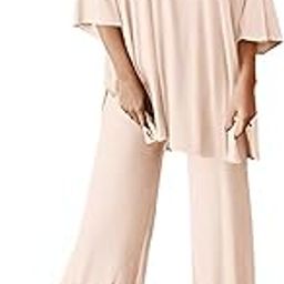 Women Casual Summer co ords Set Track Suit Oversized Top Baggy Pant,Top and Pajama Set-image-55