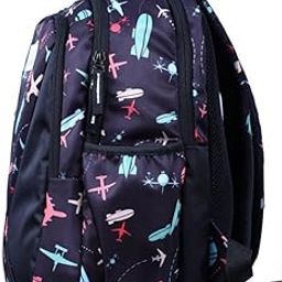 Fast Life Kids Backpack Combo Set, 20L Capacity, Navy Blue with Airplane Print Pattern, School Bag with Lunch Bag-image-5