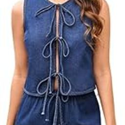 Women's Washed Lace-Up Vest Top Comfortable | Soft Washed Fabric Adjustable Fit Sleeveless-21