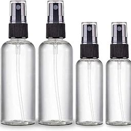 HARRODS Spray Bottles Clear Empty Fine Mist Plastic Mini Travel Bottle Set, Small Refillable Liquid Containers (50ml (2Nos) + 100ml (2Nos))-11