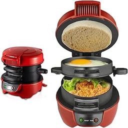 3 in 1 Electric Burger Maker, Mini Breakfast Sandwich Maker, Double Layer Ring Heating, metalToaster with Rotating Cooking Plate, Nonstick Panini Maker with Indicator Light (Multicolor)-10