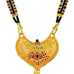 Gold Plated Mangalsutra with Colorful Enamel and Red Stones Jewellery for Women-image-94
