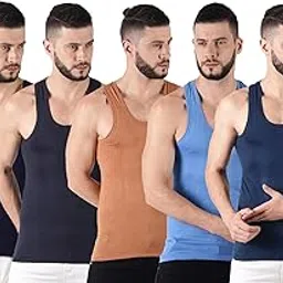 dollar Lehar Combed Cotton Men's Pack of 5 Multicolour Vest-picture-19