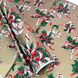 AMANVANI Brown Gift Paper Collection, Classic Christmas Wrapping Paper, Christmas Wrapping Paper Sheets, Christmas And X Mas Gift Wrapping Papers Gift Cover Wrapping Paper (5pcs)-image-77