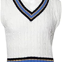 Men CLASSICE Cricket Sweater Winter Woolen White V Neck Sweatshirt Full Sleeve/Without Sleeve Sweater-image-78