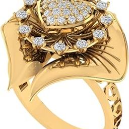 Gold Plated Pure 925 Sterling Silver Floral Ring | Diamond Ring for Women and Girls | Model RSY00359-image-1