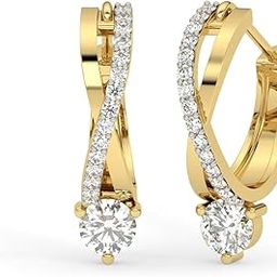 925 Sterling Silver Twisted Hoop Bali Earrings | Gold Rhodium Plated, Swiss Zirconia | Gift for Women & Girls-29