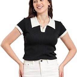 Black Women T-Shirt,Rib T-Shirt for Women.06-image-73