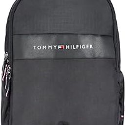 Tommy Hilfiger Joshua Polyester Unisex 15 Inch Laptop Backpack - Black | 21 Ltr Capacity| Padded & Adjustable Strap | Water Resistant | 3 Compartment | Water Bottle Holder | USB Cable holder Pocket-52