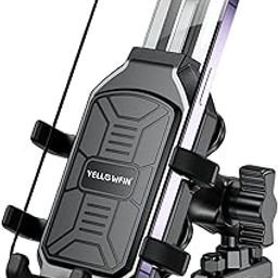YELLOWFIN Claw Grip Motorcycle Mobile Holder with Action Camera Mount with Vibration Damper, 720° Rotation Universal Phone Holder for Motorcycle, Bicycle, E-Bike, 5.4''–7.2'' Smartphones (BKW 2in1)-picture-0
