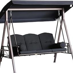 METALMASTER 3 - Seat Deluxe Outdoor jhoola Swing Garden and Balcony jhoola with Cushions and Pillow Included, Turquoise (Black)-image-14
