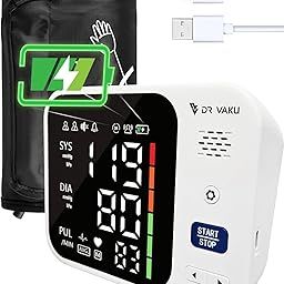 DR VAKU®️ Rechargeable BP Machine Monitor Digital Fully Automatic Upper Arm Blood Pressure Checking Machine with Talking Function Cuff Kit For Home Best Most Accurate Measurement (Lithium Battery) White-picture-6
