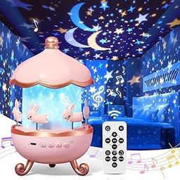 Dwiza Enterprise Rotating Cabin Star Projector Night Light with Remote Control | 7 Light Colors, 12 Projection Themes & 8 Sounds | 360° Rotation USB Rechargeable Projection Lamp for Kids Room Décor-image-93