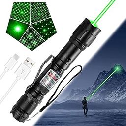 Powerful LED Green Laser Pointer, Waterproof Flashlight, 10000m Long Range, USB Rechargeable, 8 Pattern Projection Suitable for Stargazing Teaching Hiking and Construction Sites-26