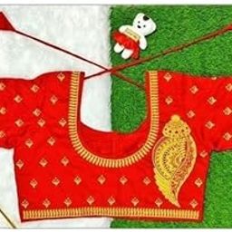 red Color Readymade Round Neck Embroidery Design Regular fit Half Sleeve Pure Cotton Stitched Blouse for Women|Style - 945 Women's Blouses & Shirts-image-18