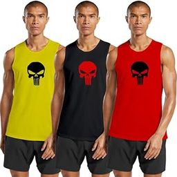 Gym Vest Workout Tank Top Set, 3 Pack, Men's Fitness Muscle Shirts Multicolour F039-image-77