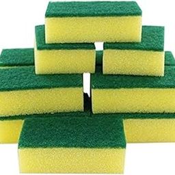 PARNAIRA Polyester Multipurpose Yellow Foam Pad Sponge Scrubber Kitchen Scrubber for Dish, Utensils, Tiles Cleaning (Green and Yellow, 12-Piece)-image-82
