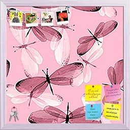 ArtzFolio Butterflies D1 | Bulletin Board Notice Pin Board | Vision Soft Board Combo with Thumb Push Pins & Sticky Notes | White Frame | 16 x 16 inch (41 x 41 cms)-picture-22
