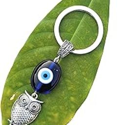 Evil Eye Keychain Key Ring with owl charm for Women Men Car Good Lucky Charm Protection Prosperity Key Chains Ring-image-39