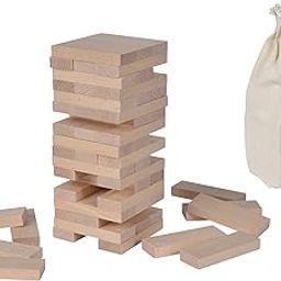 Eichhorn - Wobble Tower Made of Beech Wood, in Fabric Bag, Made in Germany, Skill Game for the Whole Family, Balance Tower, Wobble Tower, 54 Pieces, from 5 Years-image-57
