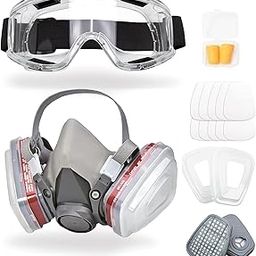 GIDGIDL Reusable Half Face Cover Set with Safety Goggles and 2 Active Cotton Respirator Filters for Sanding, Staining, Epoxy Resin, Welding, Woodworking-picture-32