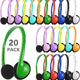 XOSDA Classroom Headphones Bulk 20 Pack Multi Color for Kids School, Wholesale Children Adjustable Wired Earphones for Students Toddler Teens Boys Girls and Adult (LS04,20 Mixed)-14