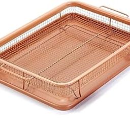 SHOPOBOX Kitchen Deep-Fried Food Drain Basin Rectangle Crispy Tray Filter Mesh Fresh-Keeping Basket Non-Stick Oil Pan Crisping Tray Oven Baking Tray Frying Basket and Baking Sheet (1)-image-0