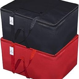 Kuber Industries 2 Pieces Rexine Jumbo Attachi Bag Travel Handbag Storage Carrying Bag, Blanket Cover, Duffle, Travel Multi-Purpose Bag (Red & Black) CTKTC0134746-image-1