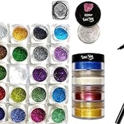 EyeShadow Glitter ye makeup EyeShadow Glitter Loose Powder 25 Pcs, Multicolor Shimmery Finish NATURAL -kajal pencil- Intense Kajal- Matte Finish- Longlasting- Waterproof-image-92