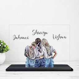 Aura Customized Acrylic Plaque for Bestie | Gift for Besties | Name Gift for Best Friend | Friendship day gifts. Birthday Gift for Friend. Acrylic Plaque with Wooden Stand, Rectangle, 4X6 inch-image-37