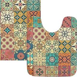 VPGS Bathroom Anti-Slip Floor mat Set, 2-Piece Set, Absorbent Flannel Material, Rubber Anti-Slip on The Back, Toilet Floor mat, Comfortable Feeling-image-67