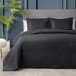 Hansleep Quilt Set Lightweight Bed Decor Coverlet Set Comforter Bedding Cover Bedspread for All Season Use (Black, Full/Queen 90x96inch)-image-34