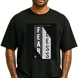 TIVERSE Oversized Printed Cotton Round Neck Tshirts for Men (Size-M)-0221 Black-image-66
