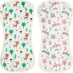 BIGMOON 100% Cotton Muslin Burp Cloth(3 Layer) - Pack of 2 | Size: 26 x 53 cm (10.5 x 21 inches) | Lightweight & Absorbent | Soft, Reusable & Multipurpose | Deer & Butterfly Print-5